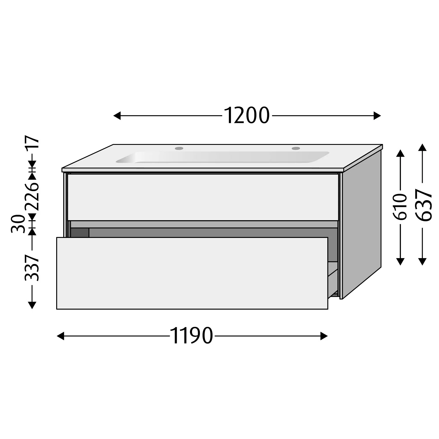 Sanipa Twiga Keramik-Doppelwaschtisch Design 120 cm mit Unterschrank, 2 Auszüge Bild 5