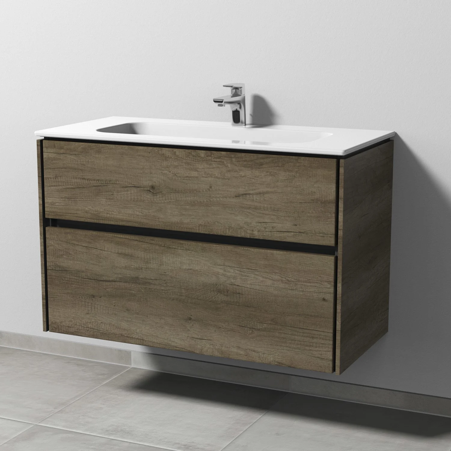 Sanipa Twiga Keramikwaschtisch Design 100 cm mit Unterschrank, 2 Auszüge