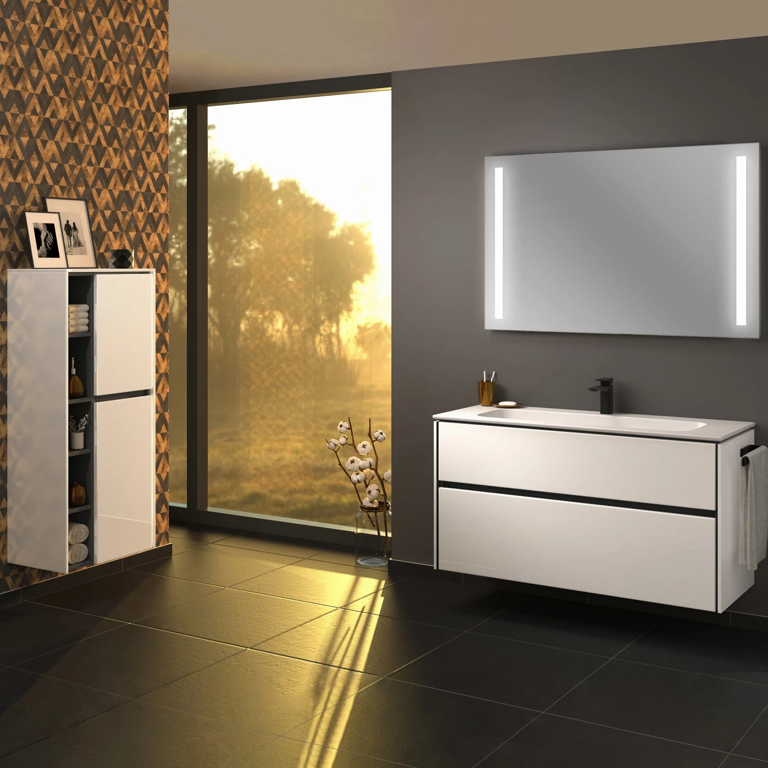 Sanipa Twiga Keramikwaschtisch Design 120 cm mit Unterschrank, 2 Auszüge Bild 2