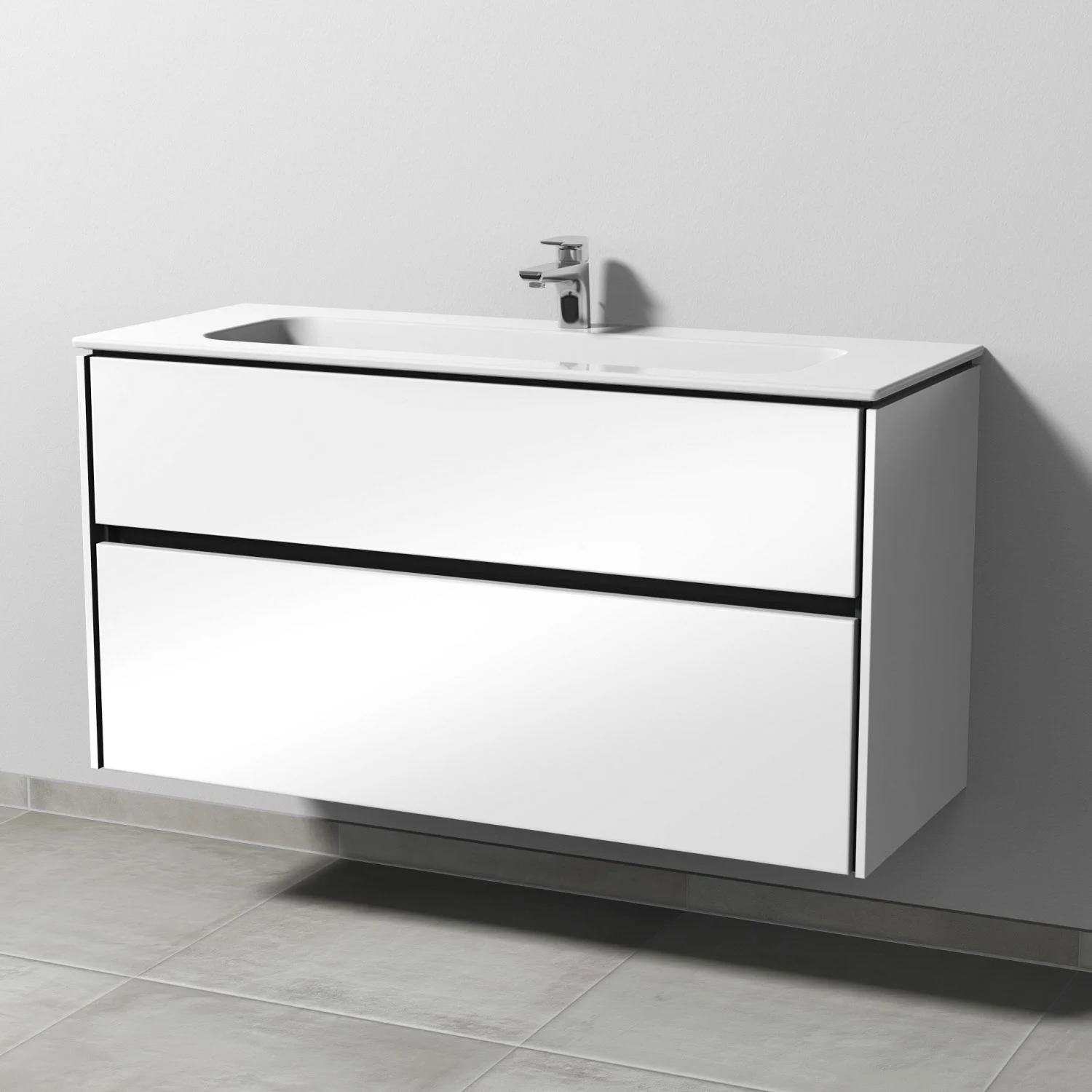 Sanipa Twiga Keramikwaschtisch Design 120 cm mit Unterschrank, 2 Auszüge