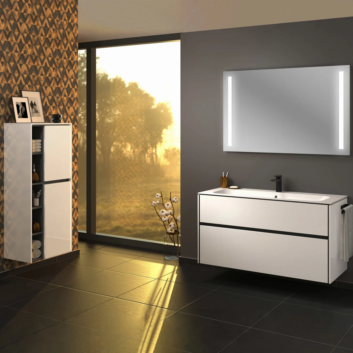 Sanipa Twiga Keramikwaschtisch Finion 120 cm mit Unterschrank, 2 Auszüge Bild 2