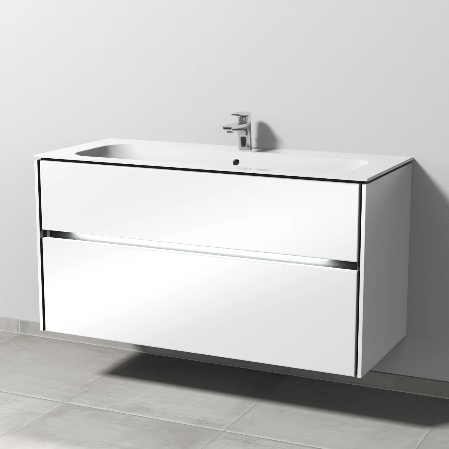 Sanipa Twiga Keramikwaschtisch Finion 120 cm mit Unterschrank, 2 Auszüge, inkl. LED-Beleuchtung