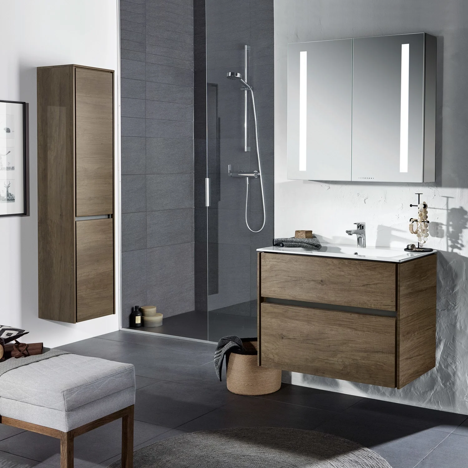 Sanipa Twiga Keramikwaschtisch Finion 80 cm mit Unterschrank, 2 Auszüge Bild 2