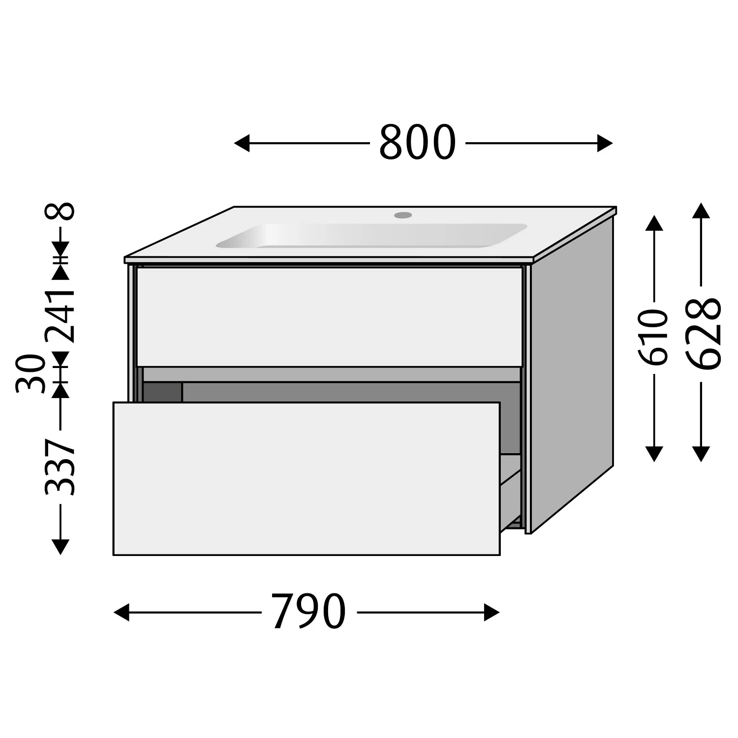Sanipa Twiga Keramikwaschtisch Finion 80 cm mit Unterschrank, 2 Auszüge Bild 5