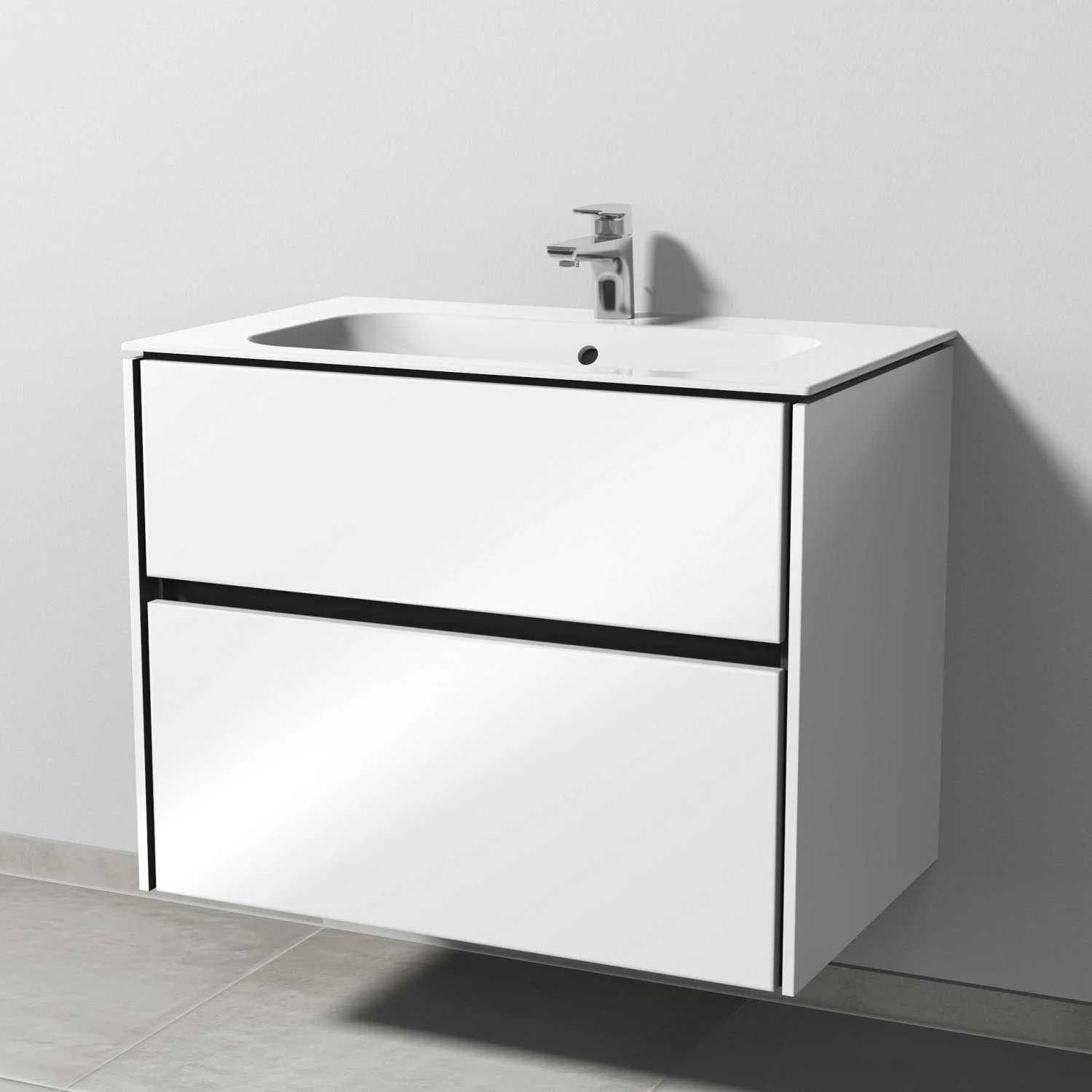 Sanipa Twiga Keramikwaschtisch Finion 80 cm mit Unterschrank, 2 Auszüge