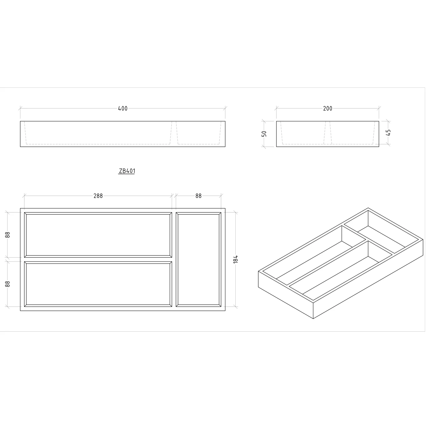 Sanipa Inneneinteilung für Waschtischunterbauten Schale groß 40 cm Bild 3