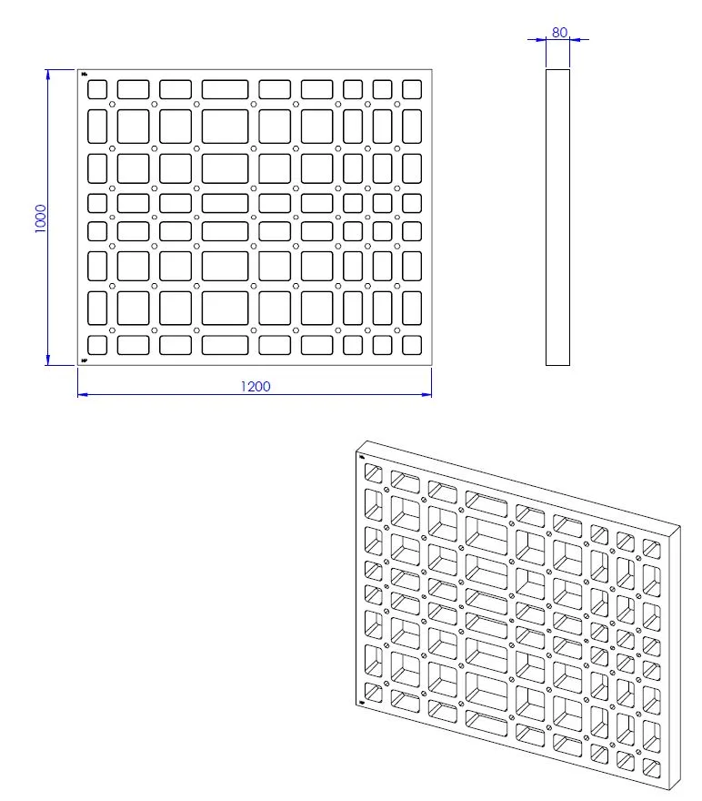 Schedel Plan Unterbauelement mit Waben 120 x 100 x 8 cm Bild 2