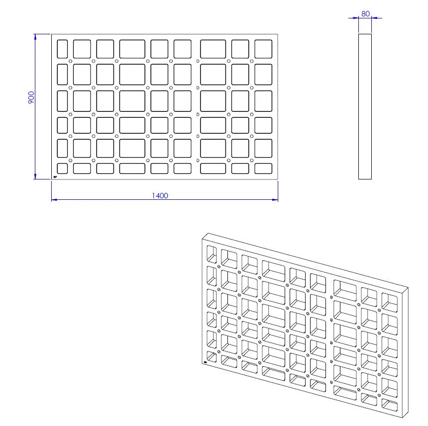 Schedel Plan Unterbauelement mit Waben 140 x 90 x 8 cm Bild 2