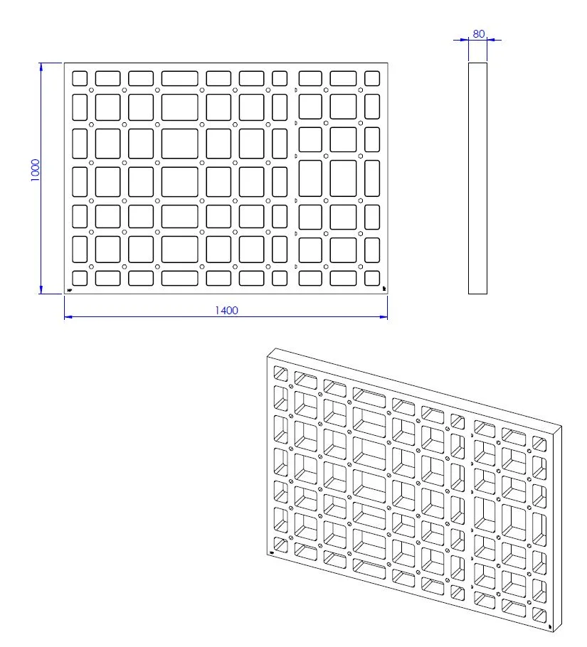 Schedel Plan Unterbauelement mit Waben 140 x 100 x 8 cm Bild 2