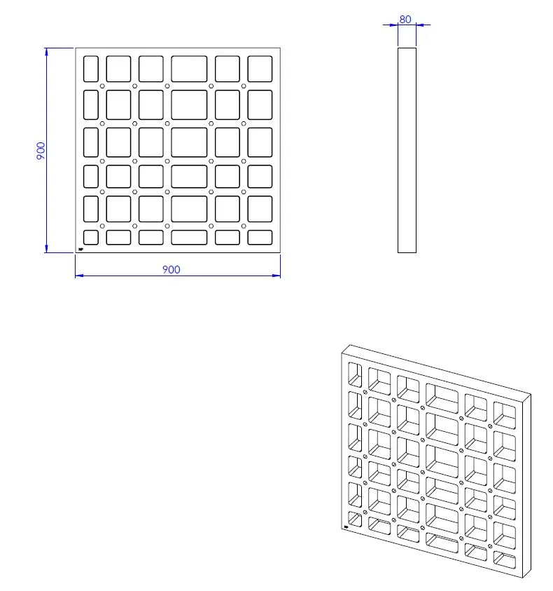 Schedel Plan Unterbauelement mit Waben 90 x 90 x 8 cm Bild 2