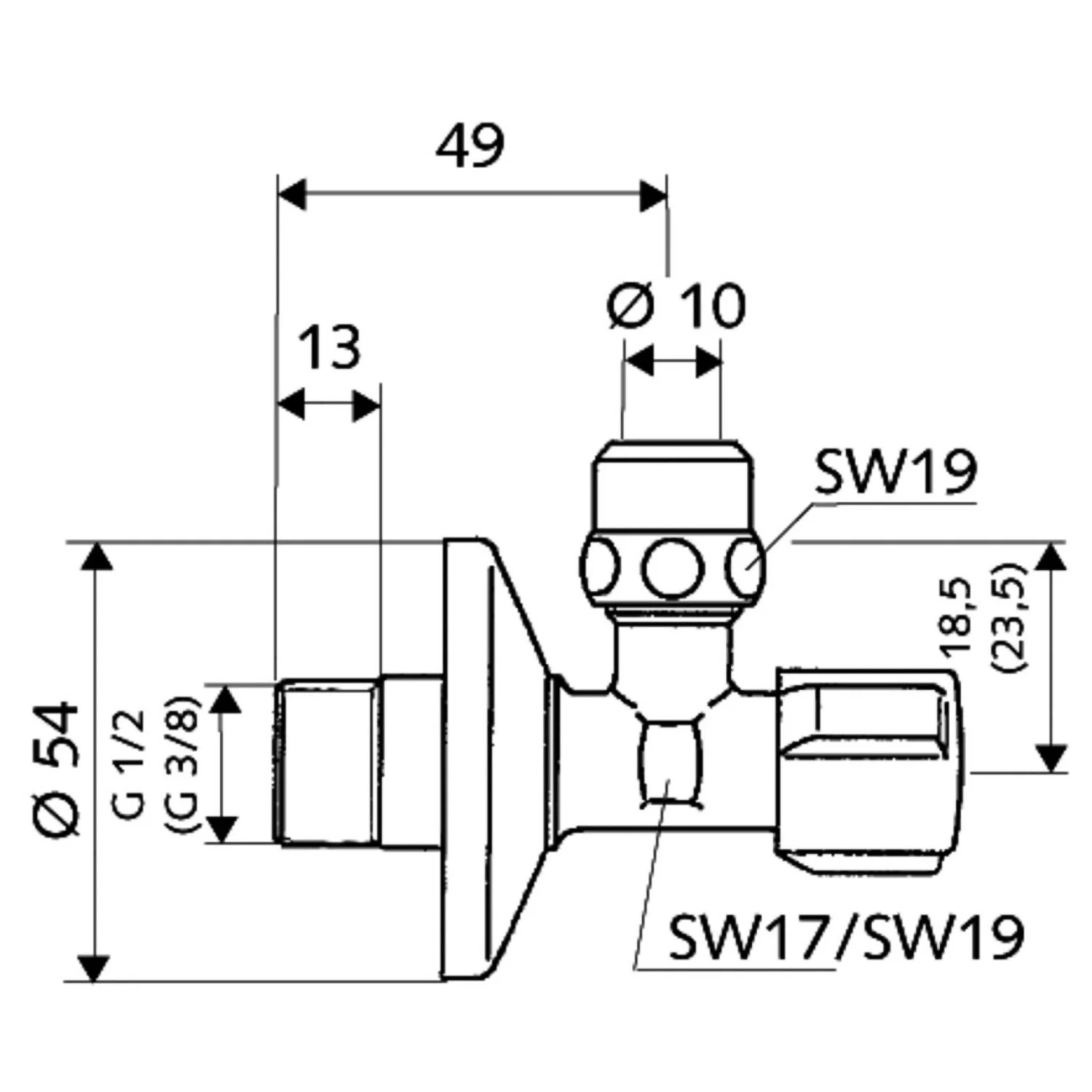 Schell COMFORT Eckventil mit Regulierungsfunktion mit Comfort-Griff Bild 2