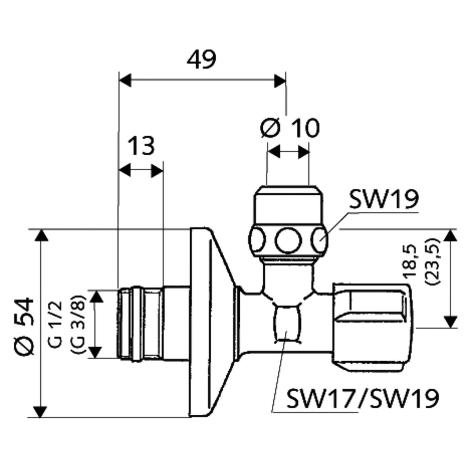 Schell COMFORT Eckventil mit Regulierungsfunktion Bild 2
