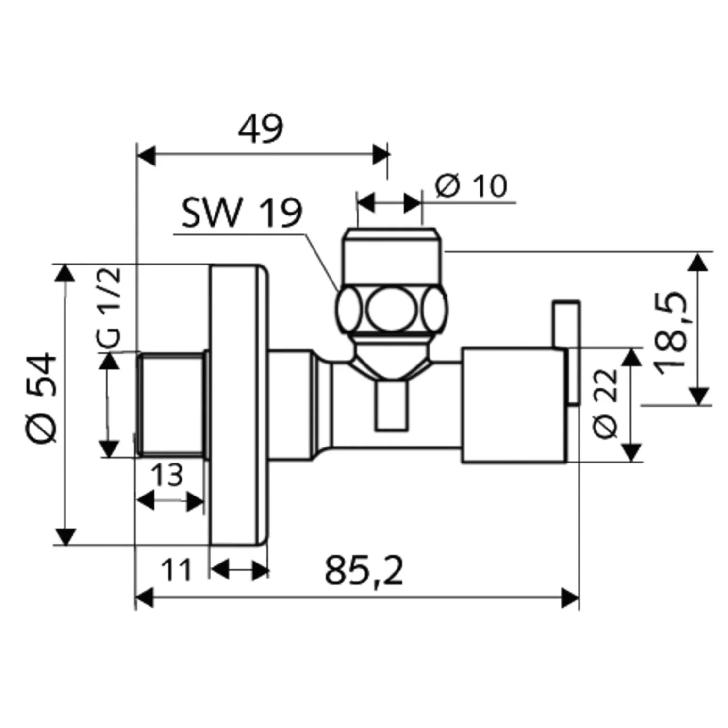 Schell PINT Eckventil mit Regulierungsfunktion mit Design-Griff Bild 2