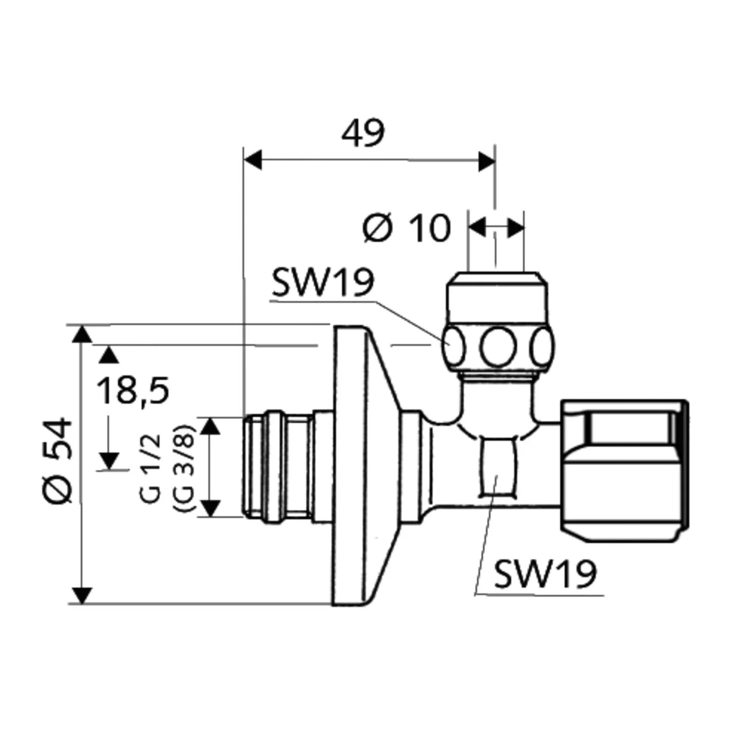 Schell COMFORT Eckventil mit Regulierfunktion mit Filter Bild 2