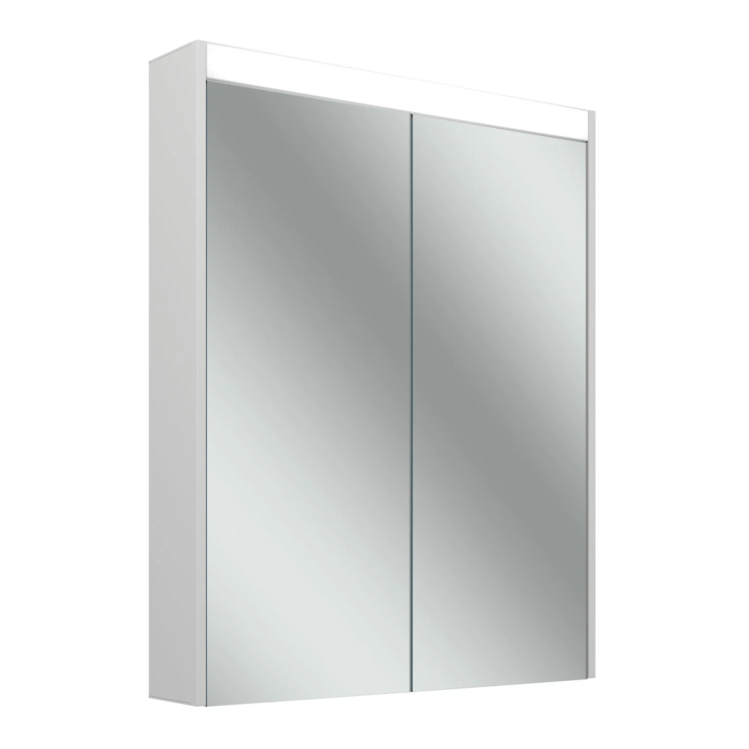 Szafka z lustrem LED widok z przodu z białą ramą, Schneider