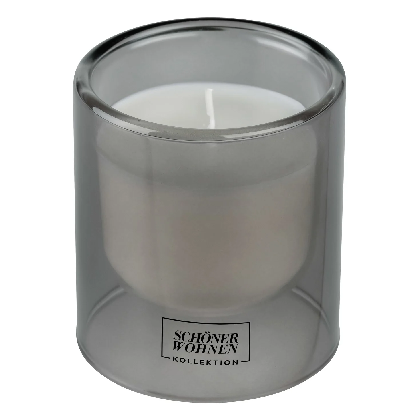 Szara świeca zapachowa w szkle widok z przodu, Schöner Wohnen Kollektion