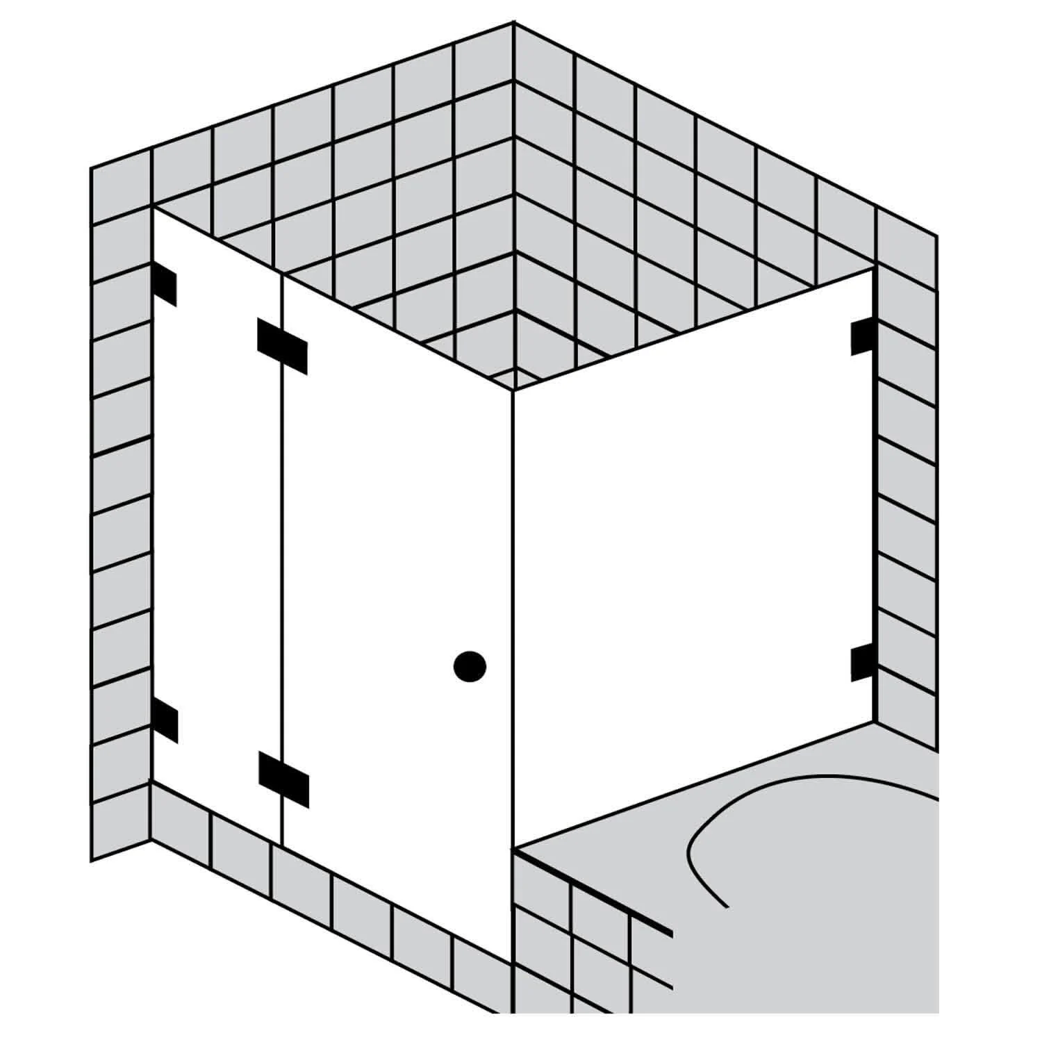 Sprinz Granat Pendeltür mit Festteil und kurzer Seitenwand 120 x 120 x 210 cm