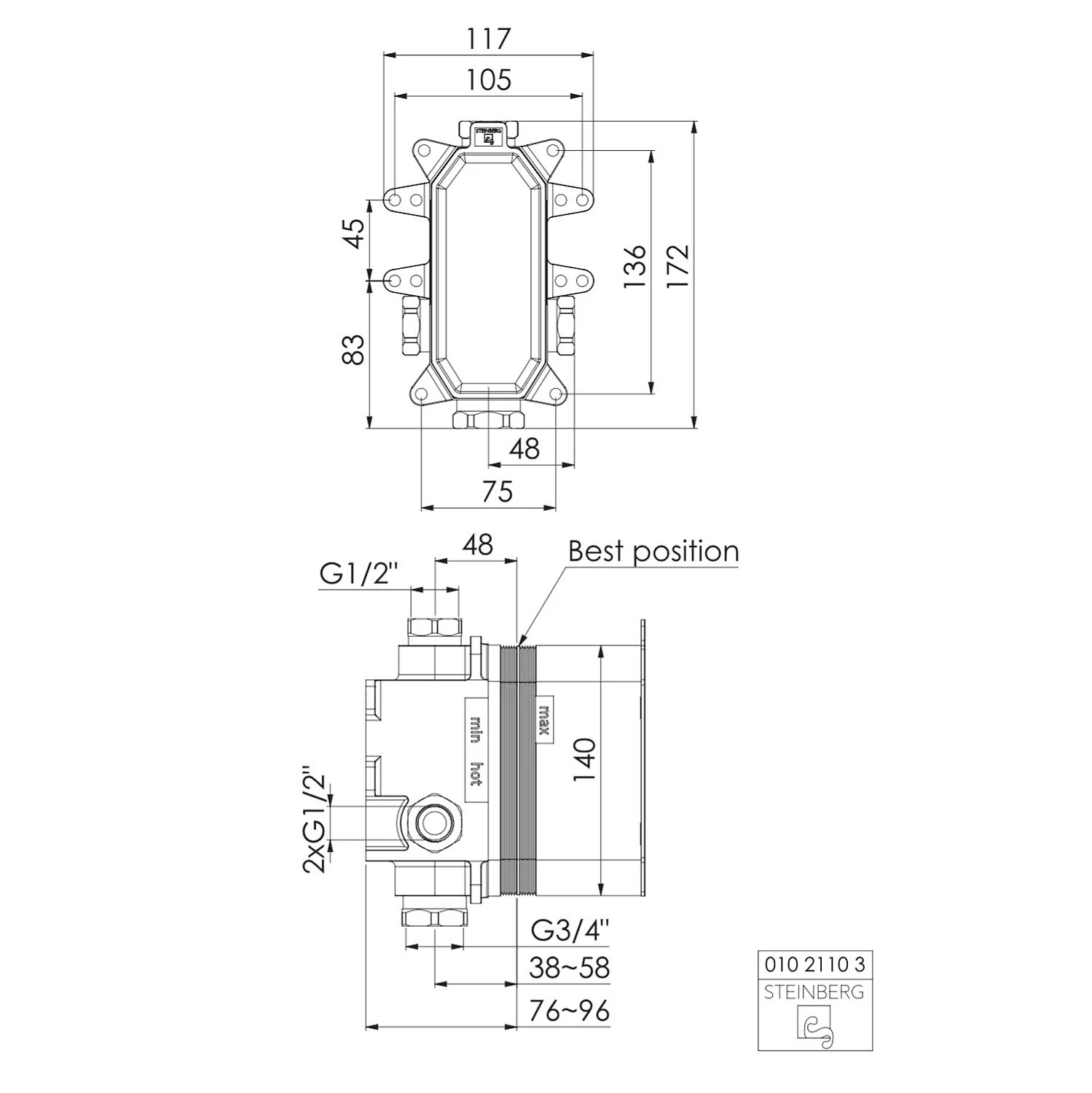 Steinberg Unterputz Einbaukörper 1/2" Bild 2