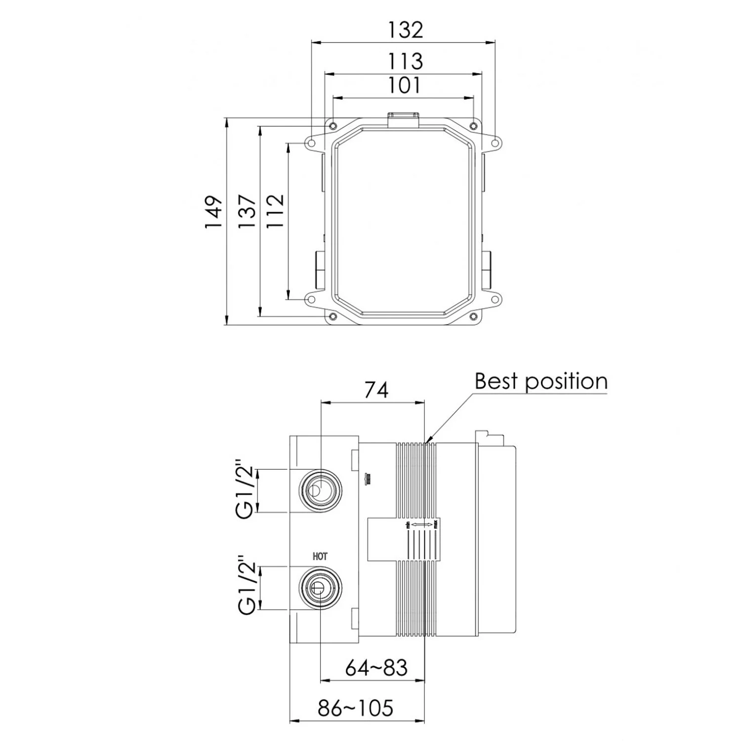 Steinberg Unterputz Einbaukörper 1/2" mit pushtronic Bedienkomfort für 2 Verbraucher Bild 2