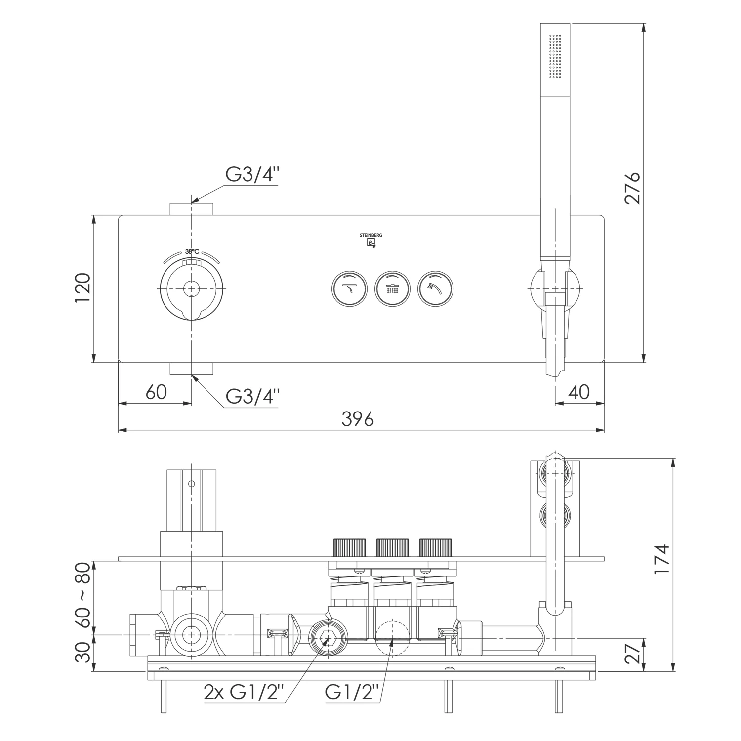 Steinberg Serie 390 Unterputz-Thermostat 3/4" für 3 Verbraucher Bild 4