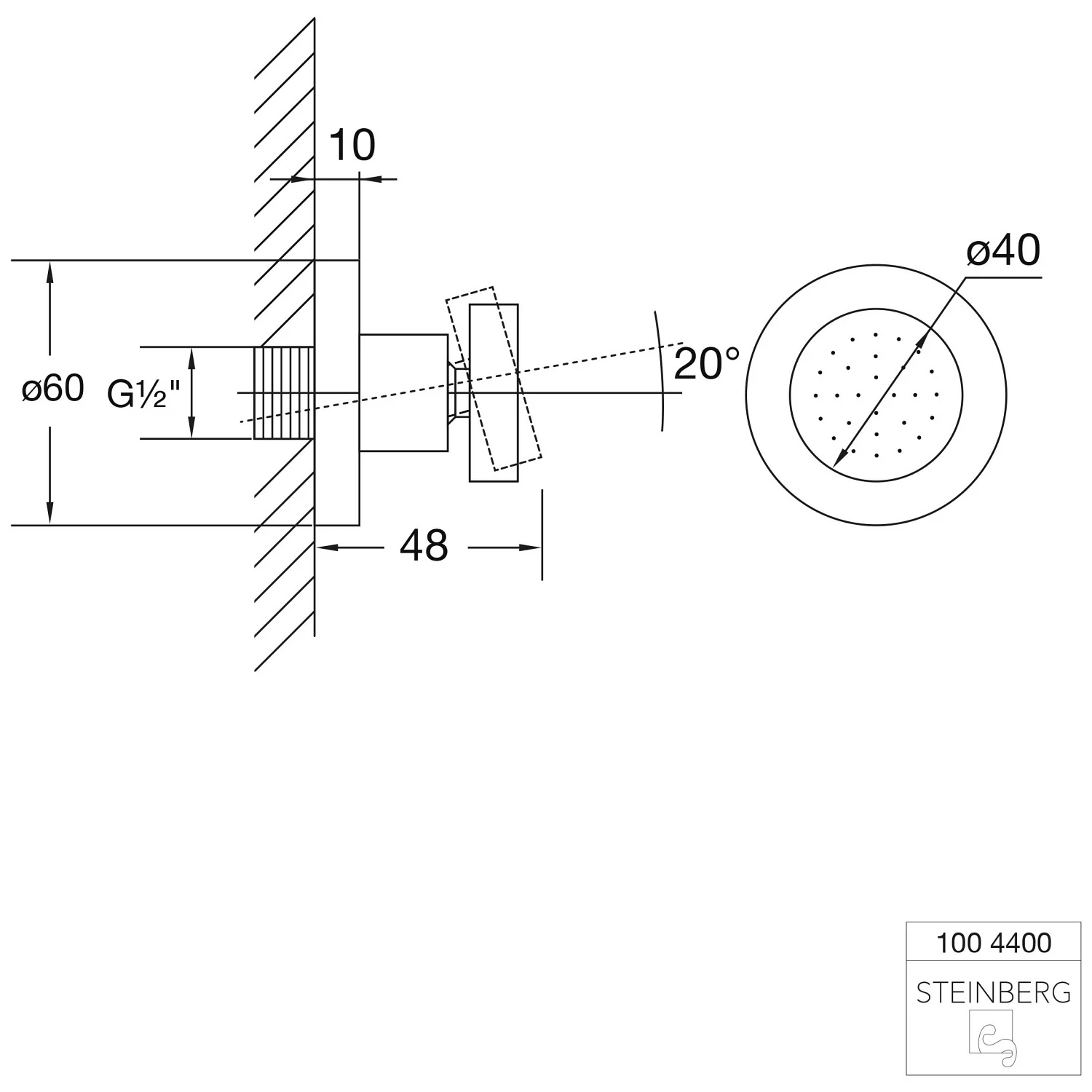 Steinberg Serie 100 Seitenbrause 1/2" Bild 3