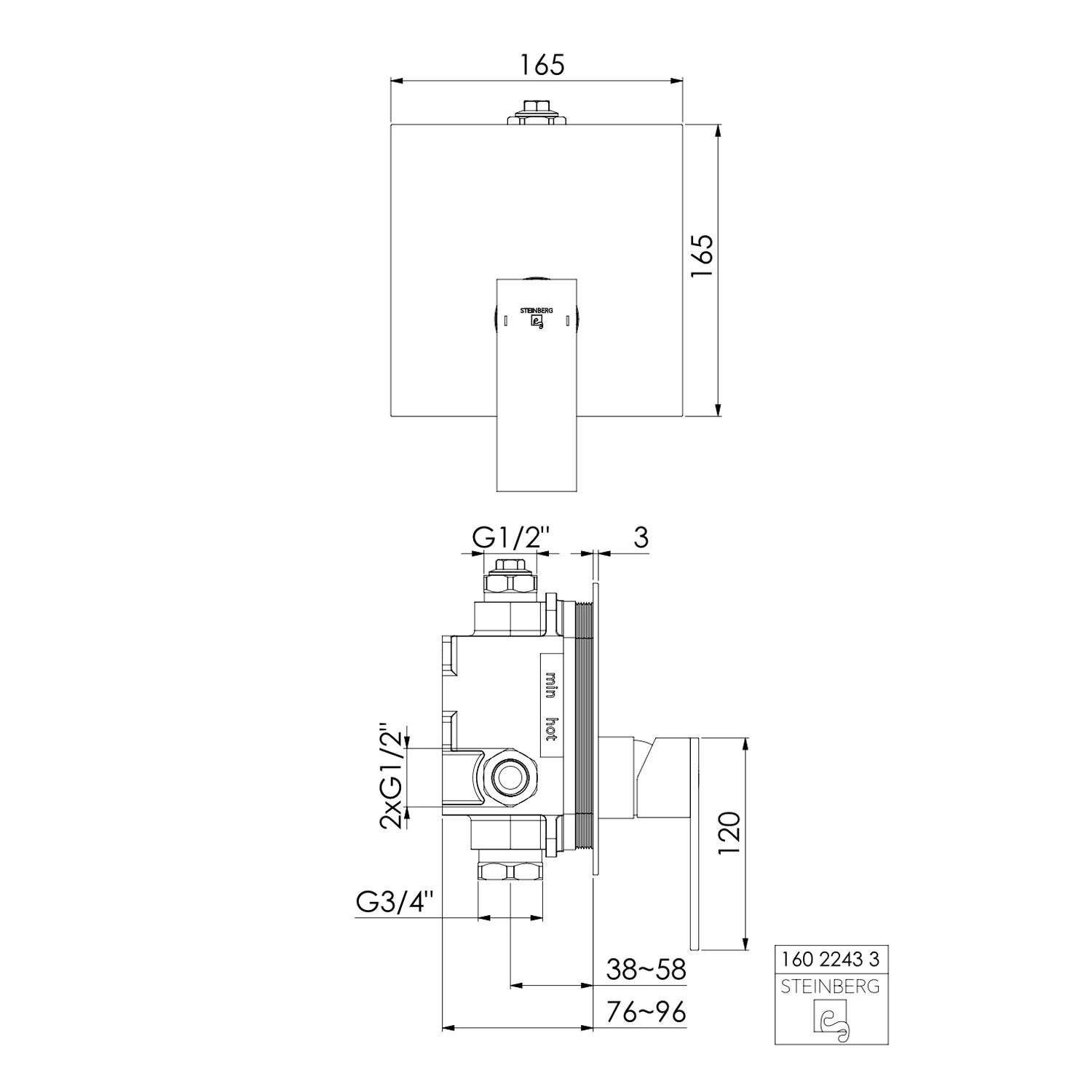 Steinberg Serie 160 Fertigmontageset Brause Einhebelmischer Unterputz Bild 2