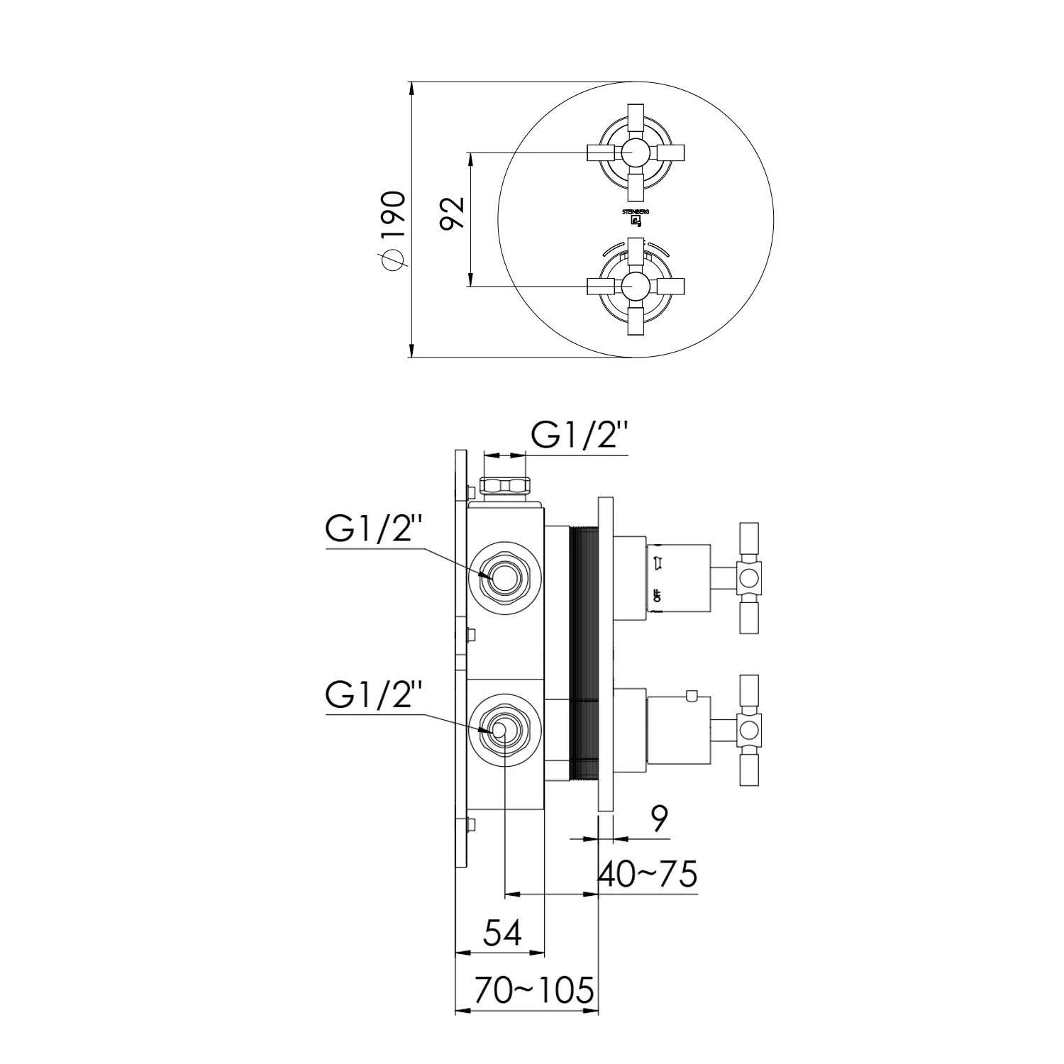Steinberg Serie 250 Thermostat mit 3-Wege-Umsteller Unterputz Bild 6