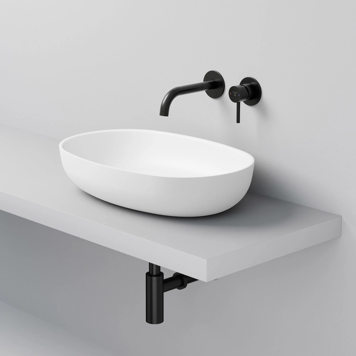 Steinberg Serie 440 Aufsatzschale oval aus Mineo Stone 60 x 40 cm