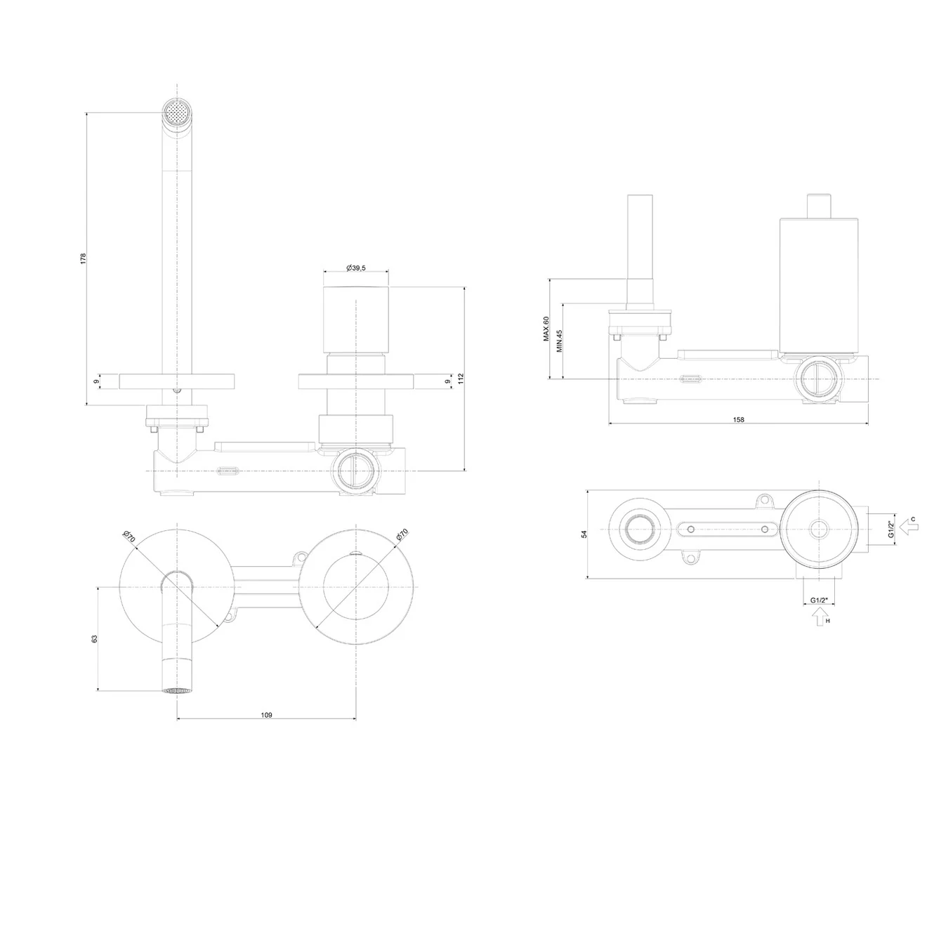 Steinkamp Living Wand-Waschtisch Einhebelmischer incl. Grundkörper, mit Wasserspar-Strahlregler 5L/Min, Ausladung 17,8 cm Bild 4