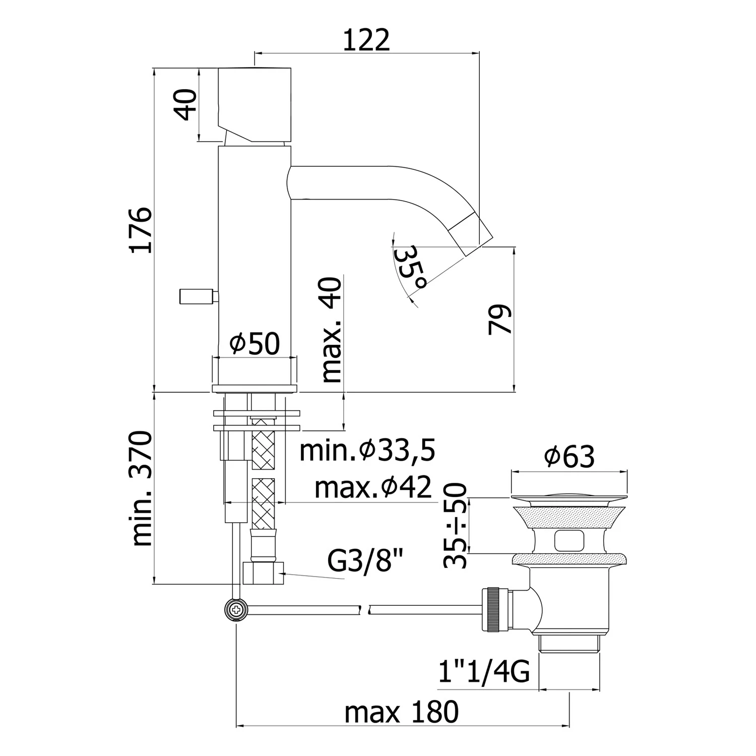 Steinkamp Living Waschtisch-Einhebelmischer mit Zugstangen-Ablaufgarnitur, mit Wasserspar-Strahlregler 5L/Min Bild 5