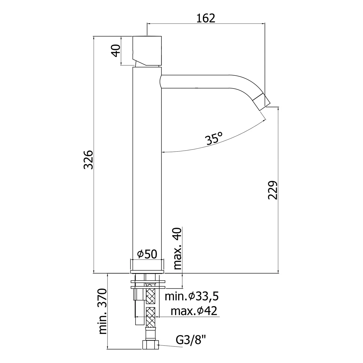 Steinkamp Living Waschtisch-Einhebelmischer XXL ohne Abl.-Garnitur, mit Wasserspar-Strahlregler 5L/Min Bild 4