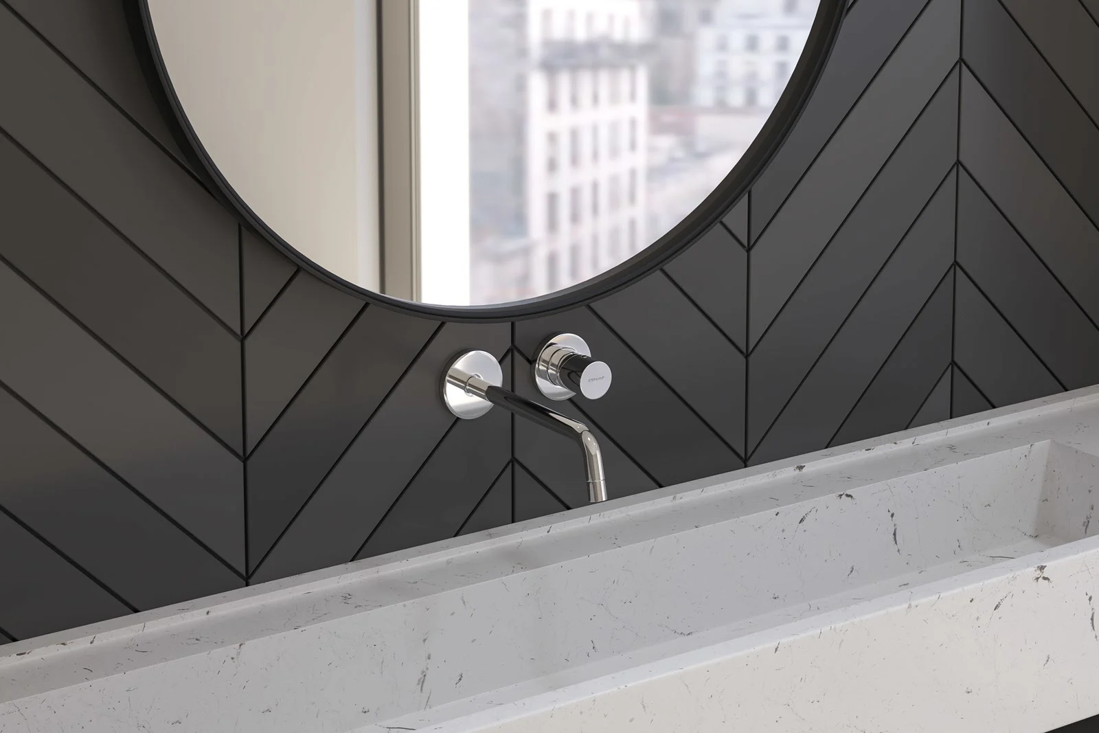 Steinkamp Living Wand-Waschtisch Einhebelmischer incl. Grundkörper, mit Wasserspar-Strahlregler 5L/Min, Ausladung 17,8 cm Bild 3