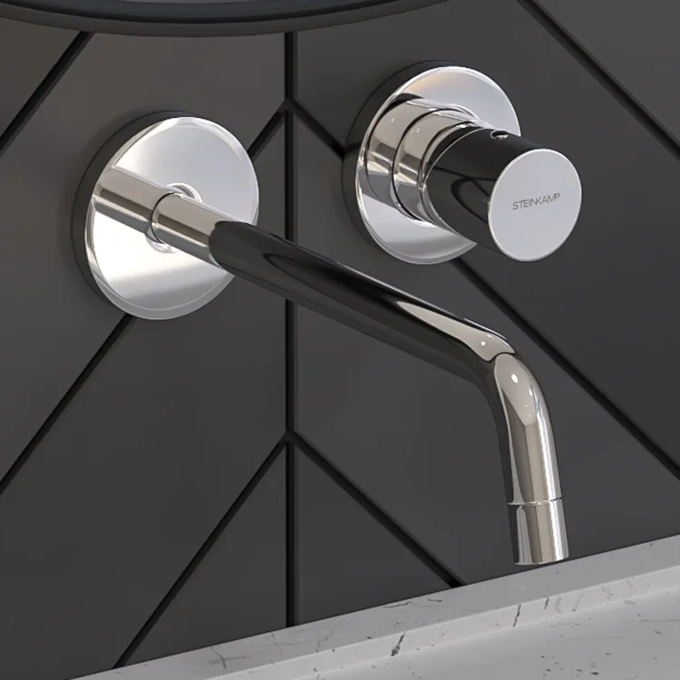 Steinkamp Living Wand-Waschtisch Einhebelmischer incl. Grundkörper, mit Wasserspar-Strahlregler 5L/Min, Ausladung 17,8 cm