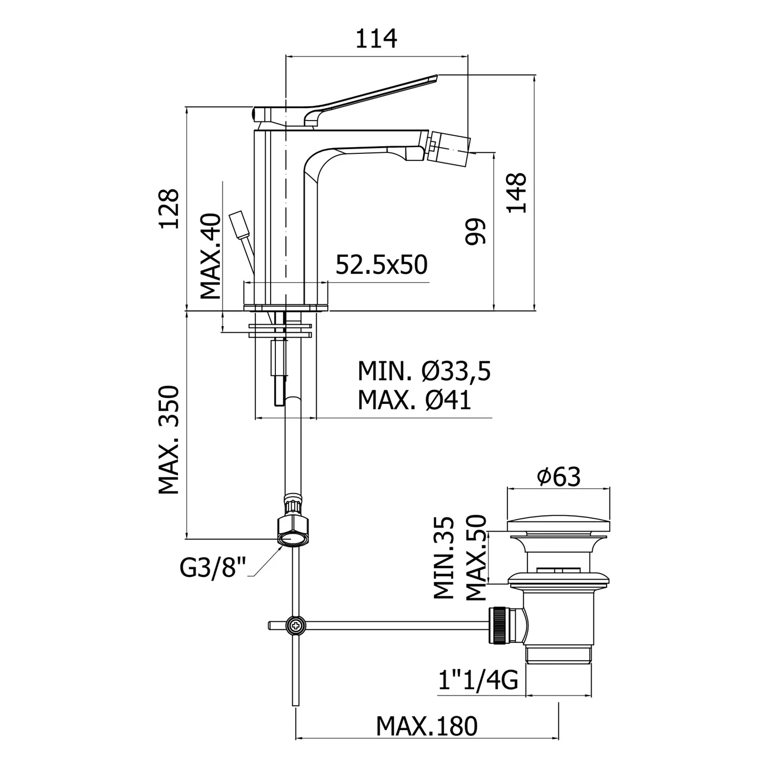 Steinkamp Value Bidetarmatur mit Ablaufgarnitur Bild 5