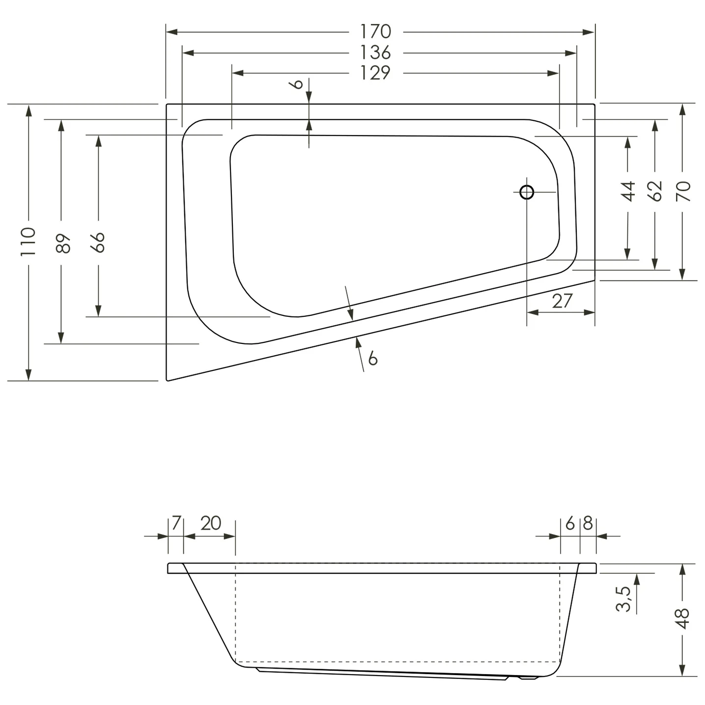 Steinkamp Life Eckbadewanne 170 x 110 cm asymmetrisch rechts Bild 3