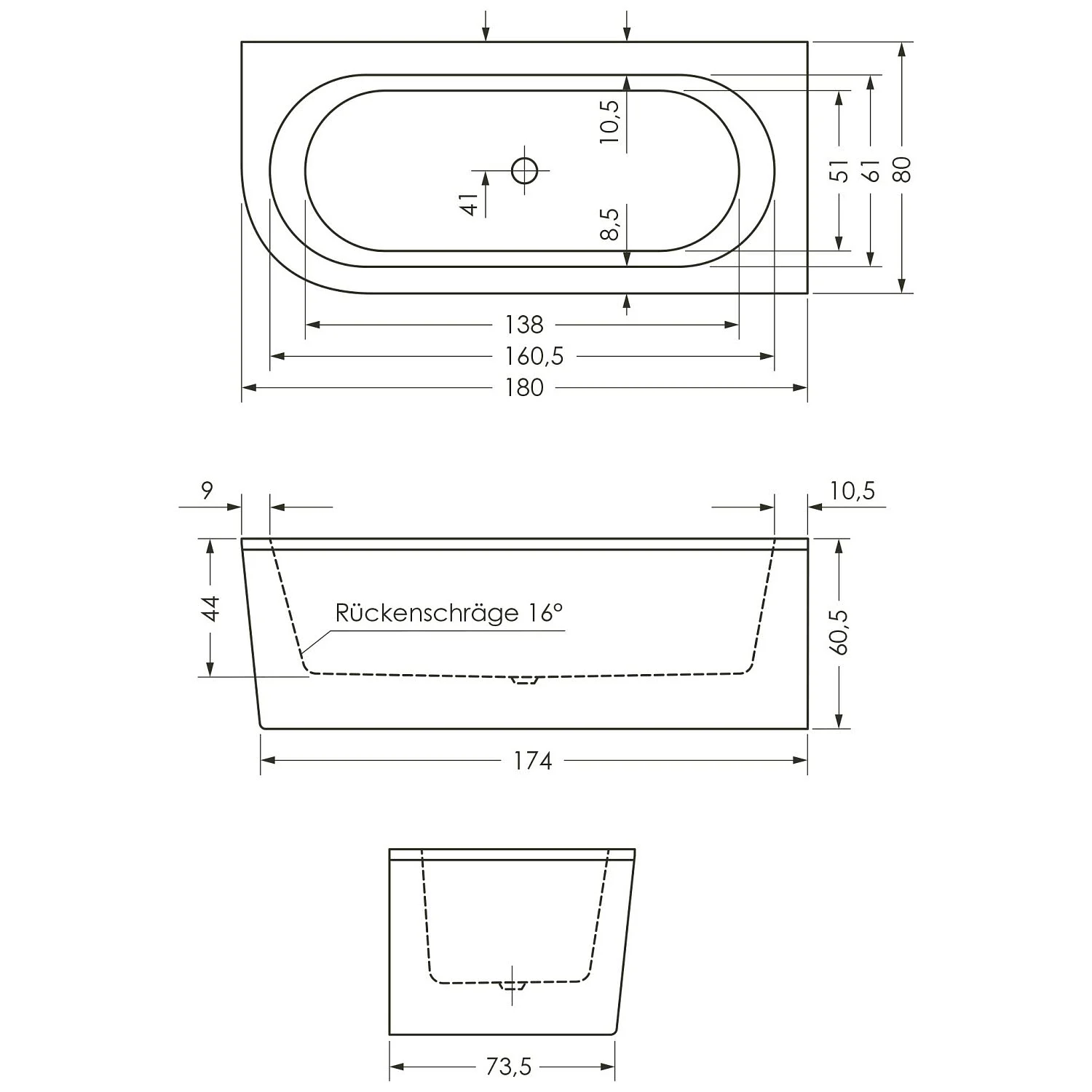 Steinkamp Life Eckbadewanne 180 x 80 cm links mit Schürze und M5 Ablaufgarnitur Bild 3