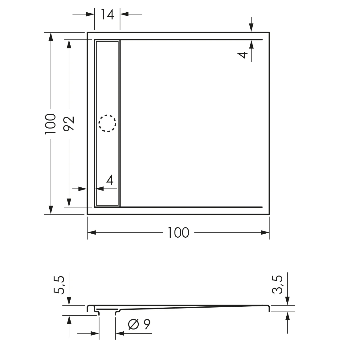 Steinkamp Living Duschwanne 100 x 100 cm mit Ablaufrinne, superflach Bild 4