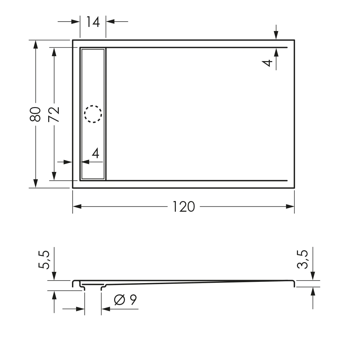 Steinkamp Living Duschwanne 120 x 80 cm mit Ablaufrinne, superflach Bild 4
