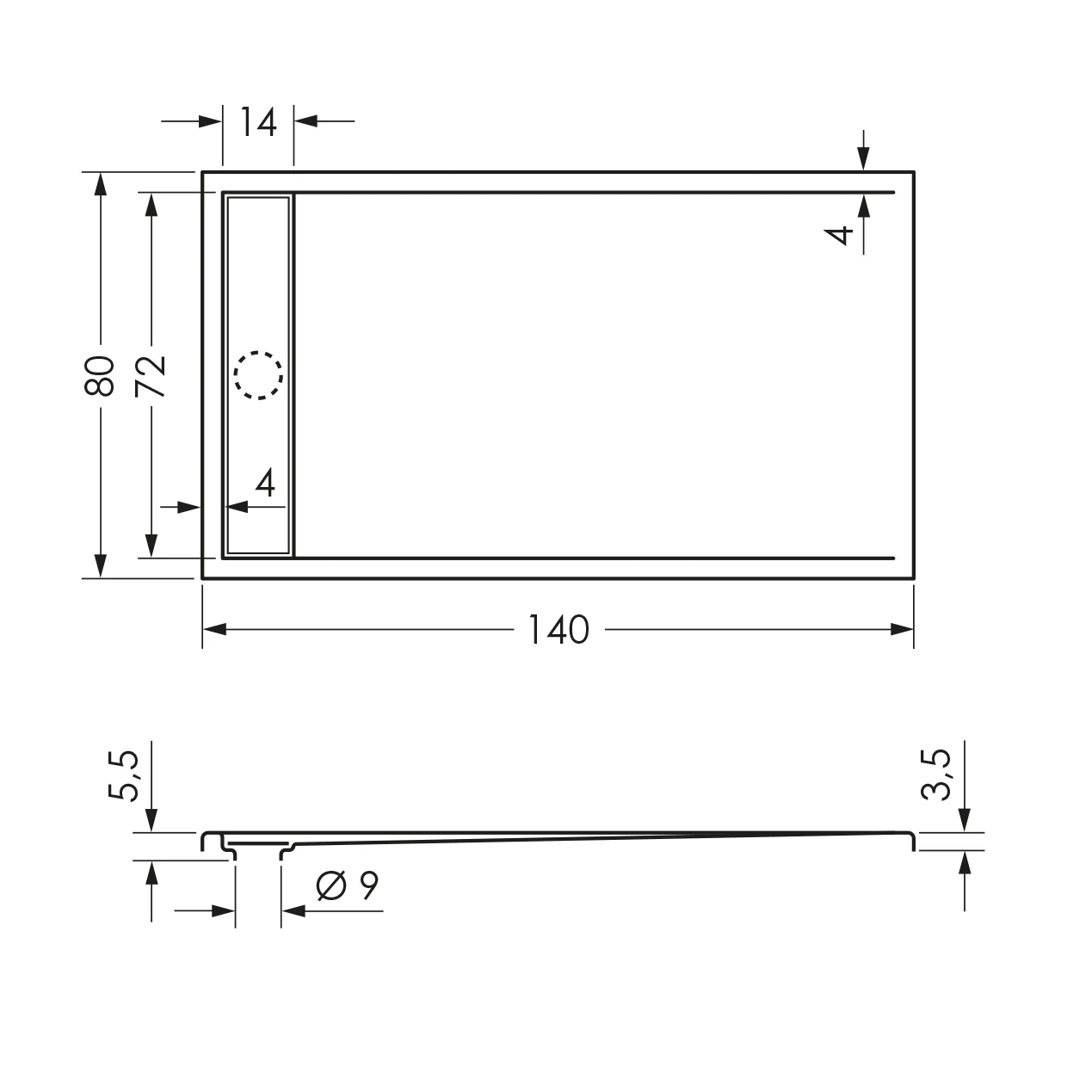Steinkamp Living Duschwanne 140 x 80 cm mit Ablaufrinne, superflach Bild 4
