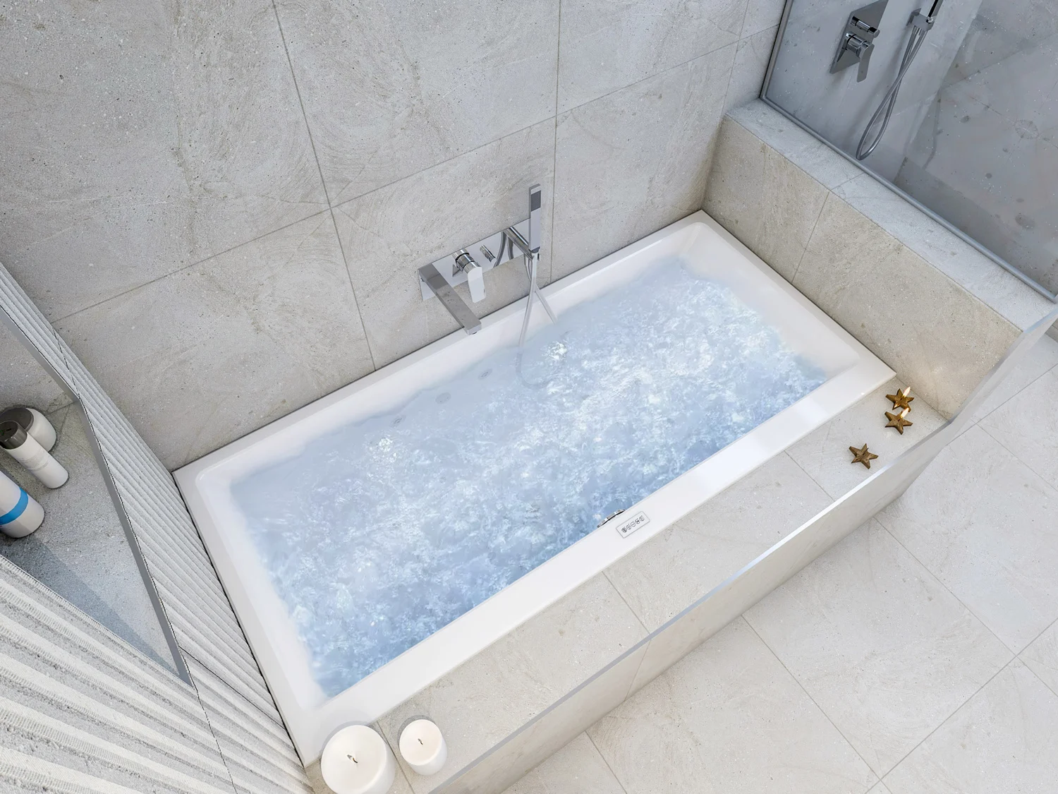 Prostokątna wanna z funkcją jacuzzi w łazience, Steinkamp