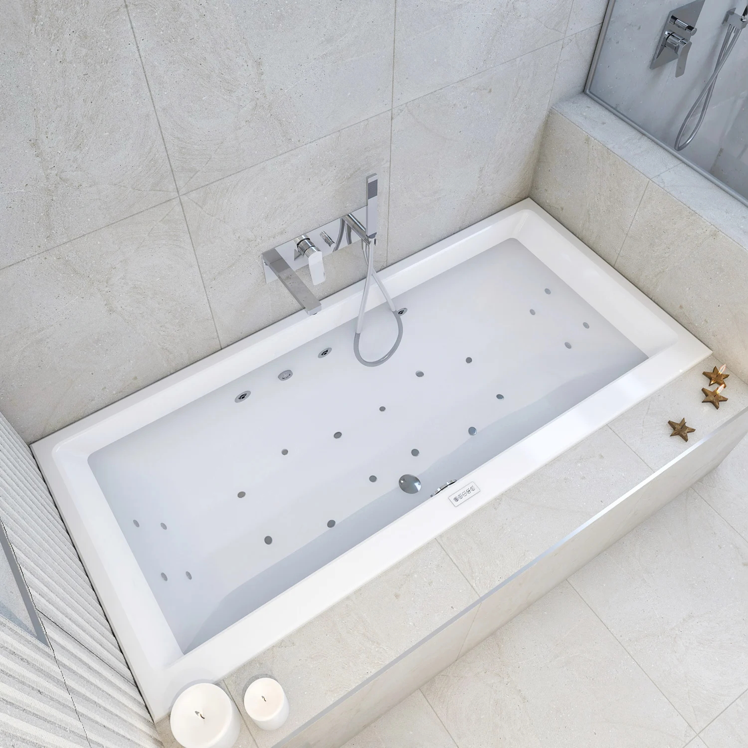 Prostokątna wanna z funkcją jacuzzi w łazience, Steinkamp