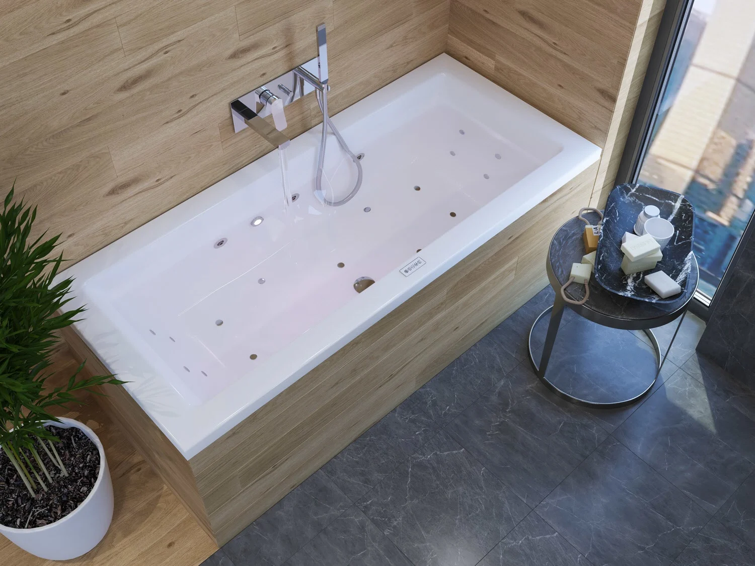 Steinkamp Life Rechteck-Badewanne mit Whirlsystem 170 x 75 cm, inkl. Viega Multiplex M5 Bild 8