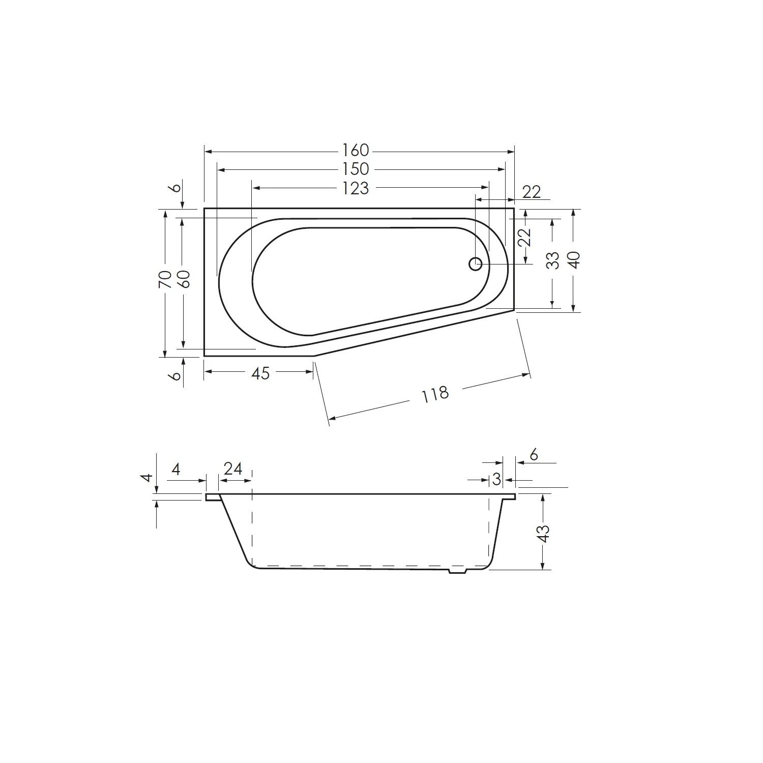 Steinkamp Life Raumsparbadewanne 160 x 70 cm, rechts Bild 3