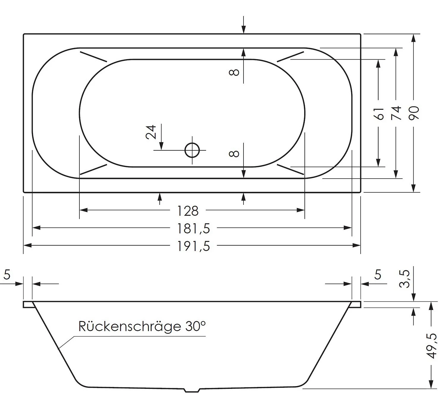 Steinkamp Life Badewanne 190 x 90 cm Bild 3