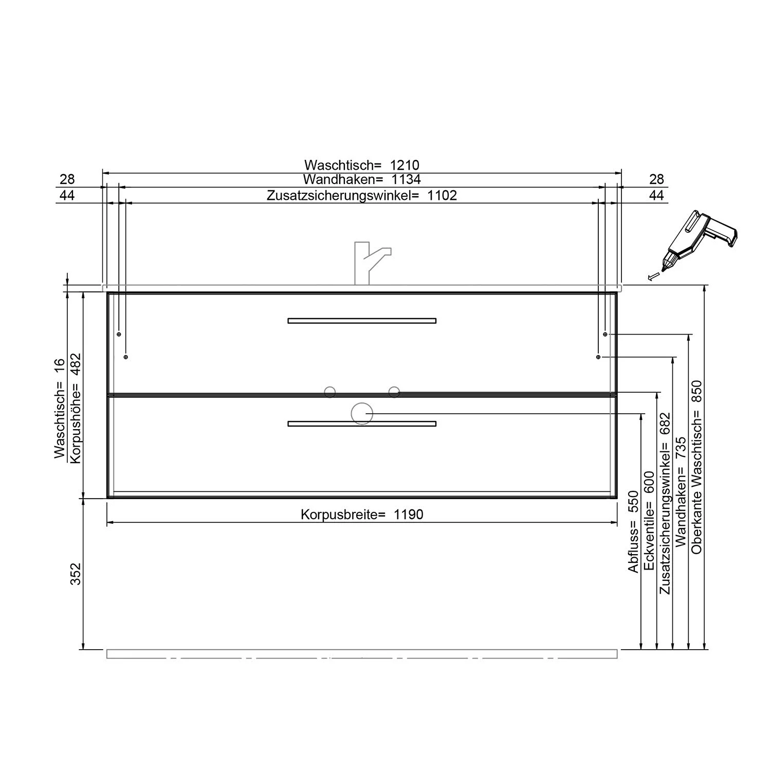 Steinkamp Life 2.0 Badmöbel Set 121 cm mit LED-Spiegelschrank Bild 5