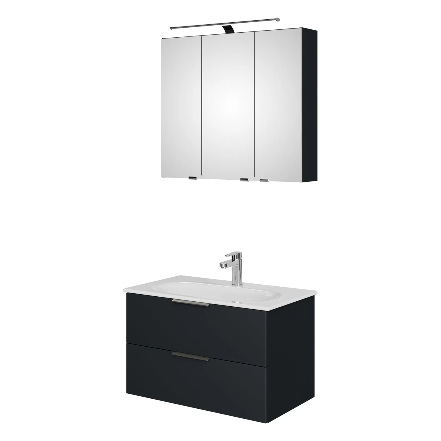 Steinkamp Living 2.0 / GROHE Essence Badmöbel Set 80 cm mit Spiegelschrank Bild 2
