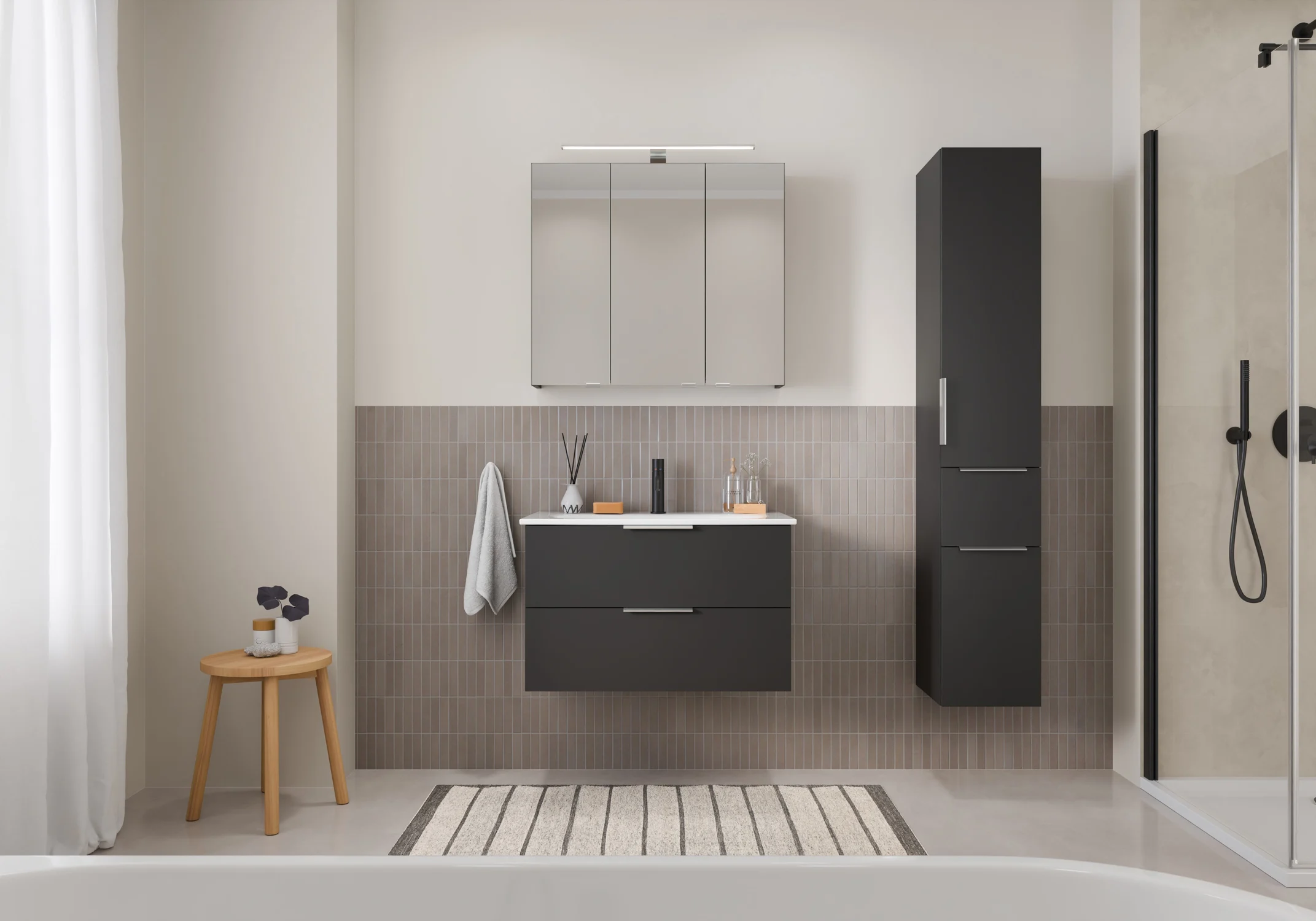 Steinkamp Living 2.0 / GROHE Essence Badmöbel Set 80 cm mit Spiegelschrank Bild 4