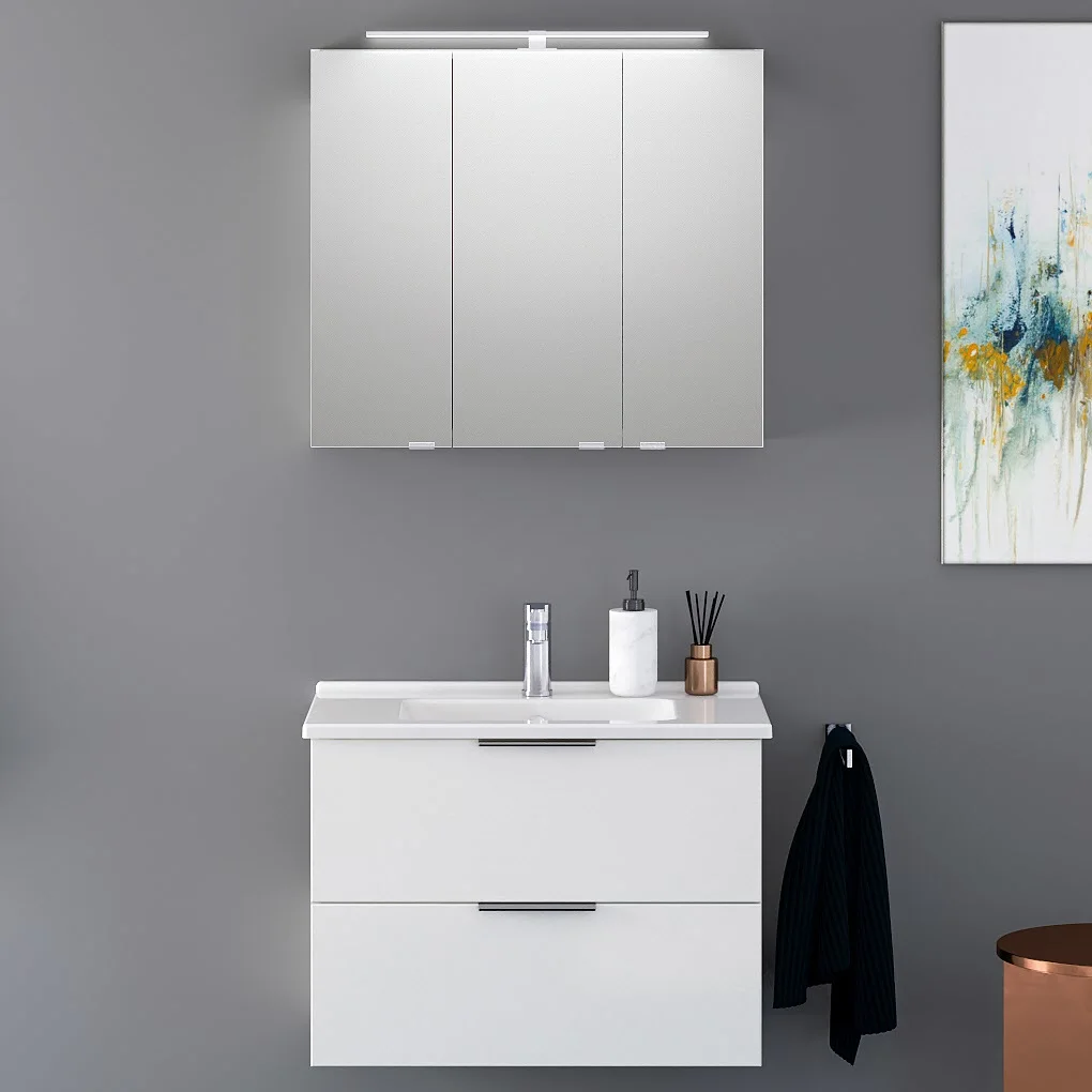 Steinkamp Living 2.0 Badmöbel Set 80 cm mit Spiegelschrank