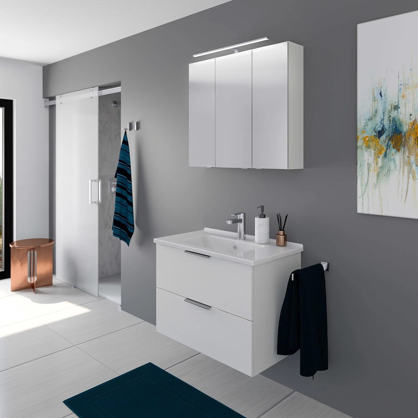 Steinkamp Living 2.0 Badmöbel Set 80 cm mit Spiegelschrank Bild 6