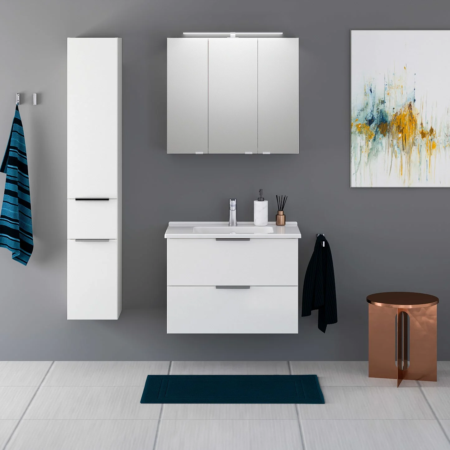 Steinkamp Living 2.0 Badmöbel Set 80 cm mit Spiegelschrank Bild 7